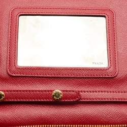 Pre Owned Prada Red Saffiano Leather Flap Crossbody Bag