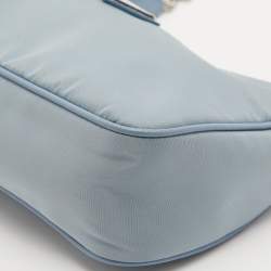 Pre Owned Prada Blue Nylon and Leather Re-Edition 2005 Shoulder Bag