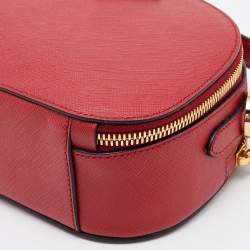 Prada Red Saffiano Lux Leather Odette Top Handle Bag