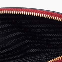 Prada Red Saffiano Lux Leather Odette Top Handle Bag