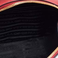 Prada Red Saffiano Lux Leather Odette Top Handle Bag