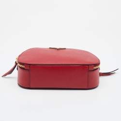 Prada Red Saffiano Lux Leather Odette Top Handle Bag