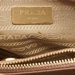 Pre Owned Prada Light Pink Saffiano Lux Leather Small Middle Zip Tote