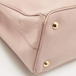 Pre Owned Prada Light Pink Saffiano Lux Leather Small Middle Zip Tote