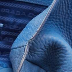 Prada Light Blue Vitello Daino Leather Tote 