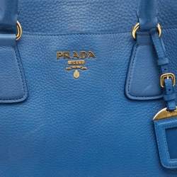 Prada Light Blue Vitello Daino Leather Tote 