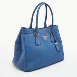 Prada Light Blue Vitello Daino Leather Tote 