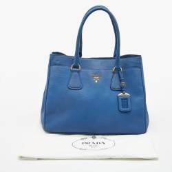 Prada Light Blue Vitello Daino Leather Tote 