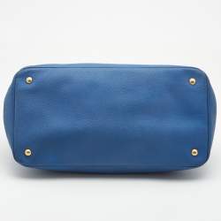 Prada Light Blue Vitello Daino Leather Tote 