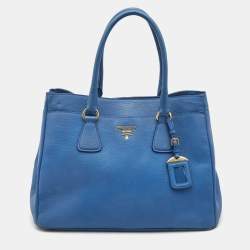 Prada Light Blue Vitello Daino Leather Tote 
