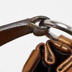 Pre Owned Prada Two Tone Brown Ombre Laminated Leather Hobo