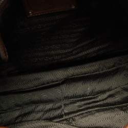 Pre Owned Prada Two Tone Brown Ombre Laminated Leather Hobo