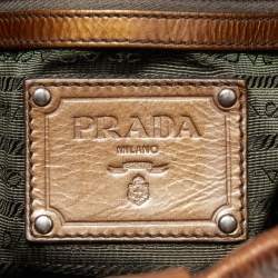 Pre Owned Prada Two Tone Brown Ombre Laminated Leather Hobo