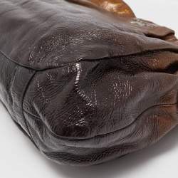 Pre Owned Prada Two Tone Brown Ombre Laminated Leather Hobo