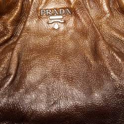 Pre Owned Prada Two Tone Brown Ombre Laminated Leather Hobo