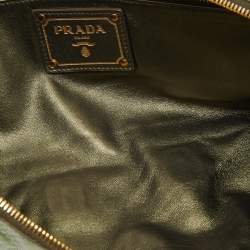 Prada Metallic Green Snake Skin Crystal Embellished Clutch