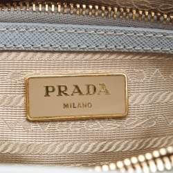 Pre Owned Prada Light Blue Saffiano Leather Middle Zip Tote