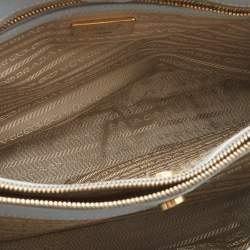 Pre Owned Prada Light Blue Saffiano Leather Middle Zip Tote