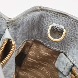 Pre Owned Prada Light Blue Saffiano Leather Middle Zip Tote