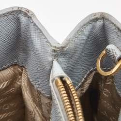 Pre Owned Prada Light Blue Saffiano Leather Middle Zip Tote