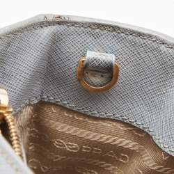 Pre Owned Prada Light Blue Saffiano Leather Middle Zip Tote