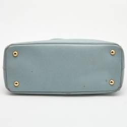Pre Owned Prada Light Blue Saffiano Leather Middle Zip Tote