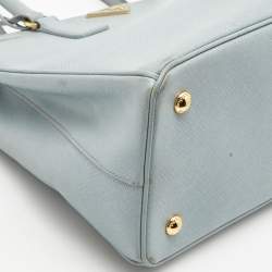 Pre Owned Prada Light Blue Saffiano Leather Middle Zip Tote
