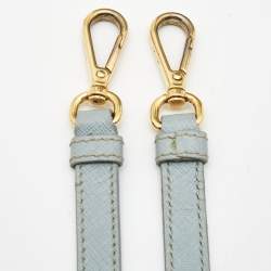 Pre Owned Prada Light Blue Saffiano Leather Middle Zip Tote