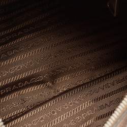 Pre Owned Prada Brown Vitello Daino Leather Front Zip Boston Bag