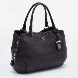 Prada Black Diano Leather Top Zip Bag