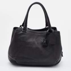 Prada Black Diano Leather Top Zip Bag
