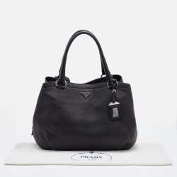 Prada Black Diano Leather Top Zip Bag