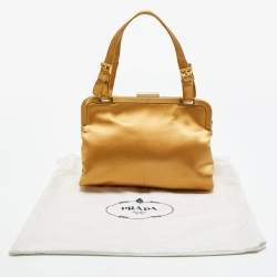 Pre Owned Prada Gold Satin Frame Satchel