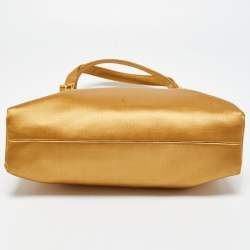 Pre Owned Prada Gold Satin Frame Satchel