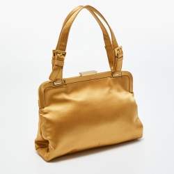 Pre Owned Prada Gold Satin Frame Satchel