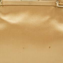 Pre Owned Prada Gold Satin Frame Satchel