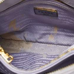 مملوكة مسبقًا حقيبة برادا برومينيد جلد سافيانو لوكس أزرق صفراء صغيرة