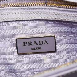 مملوكة مسبقًا حقيبة برادا برومينيد جلد سافيانو لوكس أزرق صفراء صغيرة