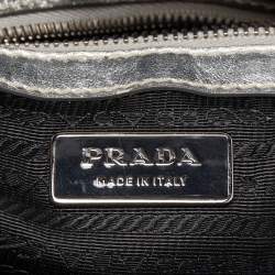 Pre Owned Prada Silver Gaufre Leather Satchel