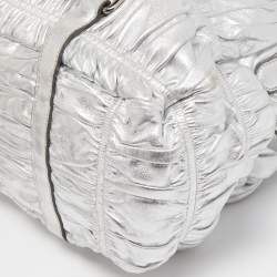 Pre Owned Prada Silver Gaufre Leather Satchel