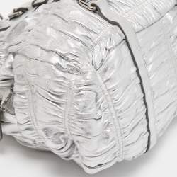 Pre Owned Prada Silver Gaufre Leather Satchel