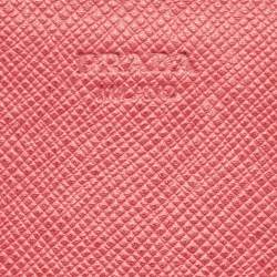 Pre Owned Prada Dark Pink Saffiano Metal Leather Logo Flap Continental Wallet