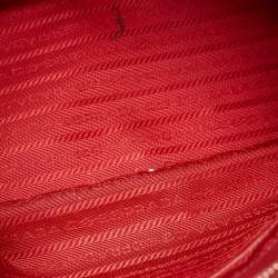 Pre Owned Prada Red Saffiano Leather Small Double Zip Tote