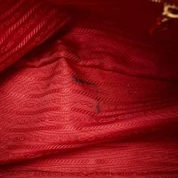 Pre Owned Prada Red Saffiano Leather Small Double Zip Tote