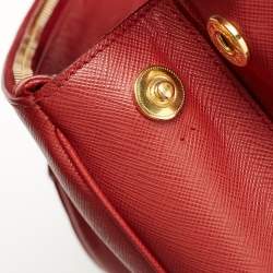 Pre Owned Prada Red Saffiano Leather Small Double Zip Tote