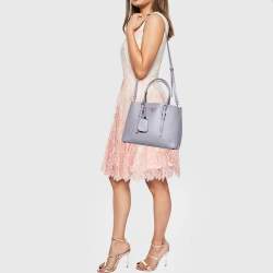 Prada Lilac Saffiano Cuir Leather Covered Strap Tote