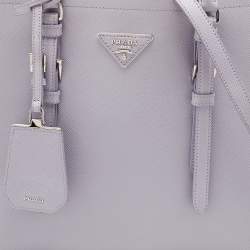 Prada Lilac Saffiano Cuir Leather Covered Strap Tote