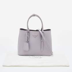 Prada Lilac Saffiano Cuir Leather Covered Strap Tote