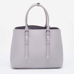 Prada Lilac Saffiano Cuir Leather Covered Strap Tote