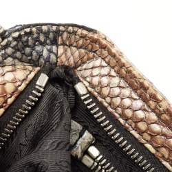 Pre Owned Prada Multicolor Nylon and Python Messenger bag